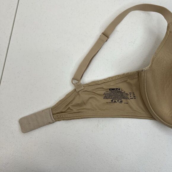 DKNY Sz 34C Bra 453200 T-Shirt Padded Fusion Perfect Underwire Beige Microfiber - Picture 11 of 13